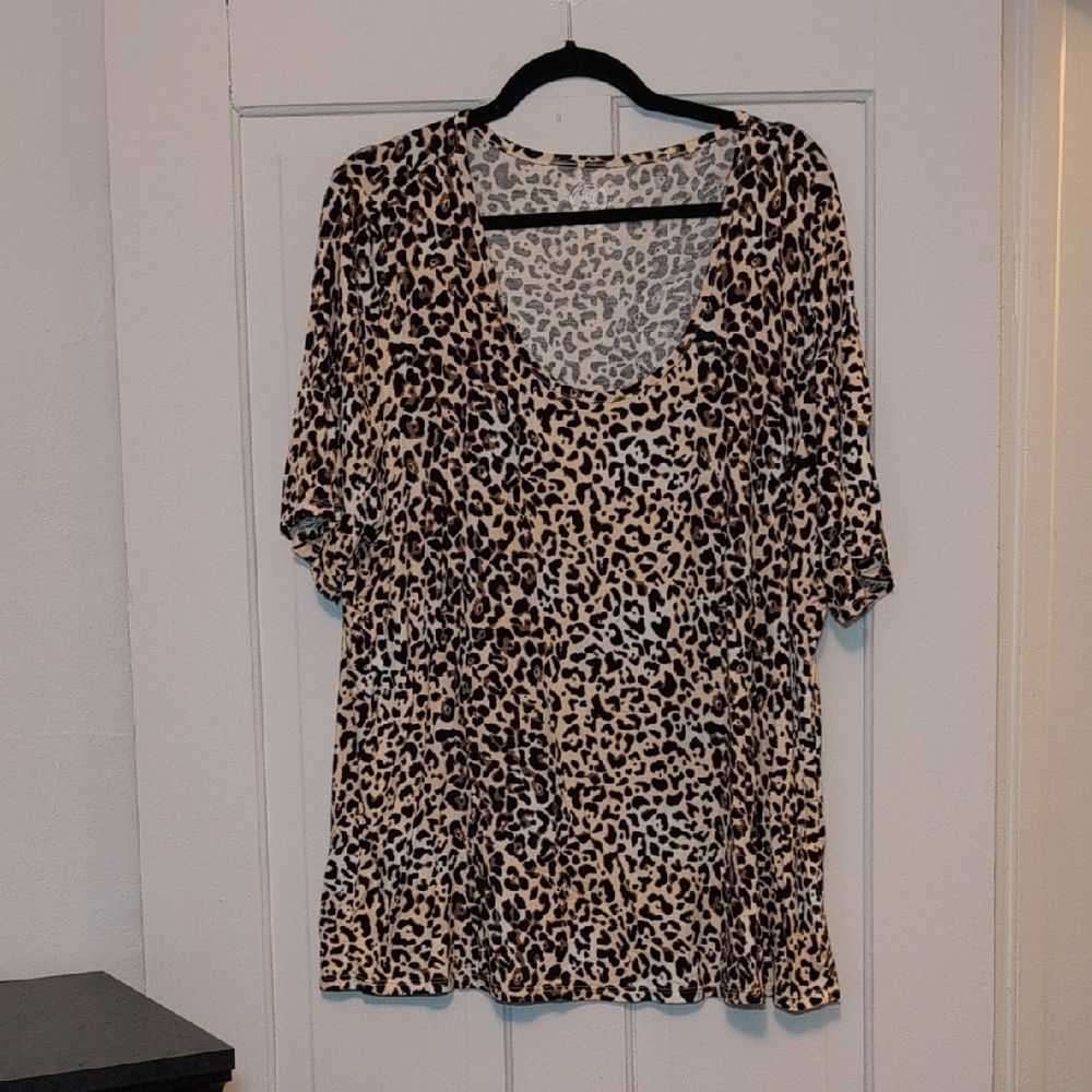 Maurices Animal Print Blouse - Black and Cream